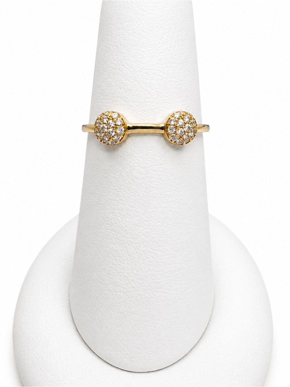 18K over 925 Silver Double Pave CZ Ring. Size 6.75